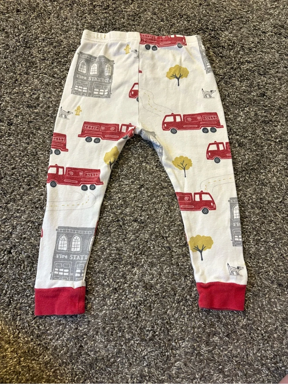 Carter's Red Fire Truck Pajama Set with Printed White Pants